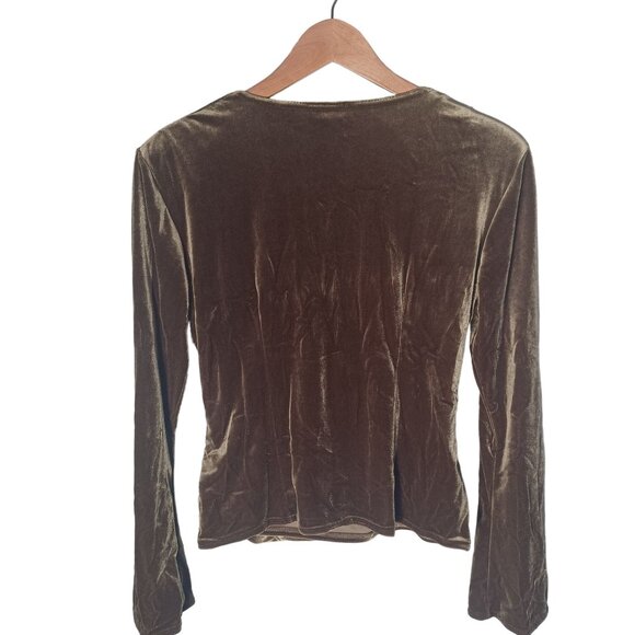 Vintage MSK Top Womens Medium Velvet Green Fairycore Retro 70s Grunge Wrap - Picture 8 of 9